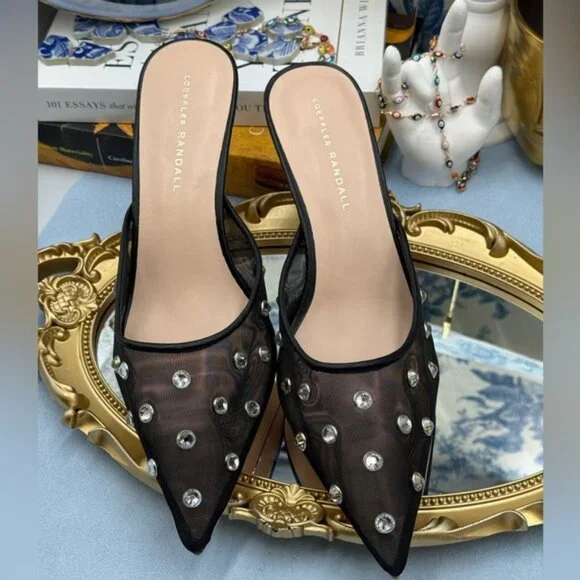 🆕 LOEFFLER RANDALL 🧿 NWOT Paloma Mesh Mid-Heel Mules, Black/Clear, Sz 9 - Picture 16 of 16
